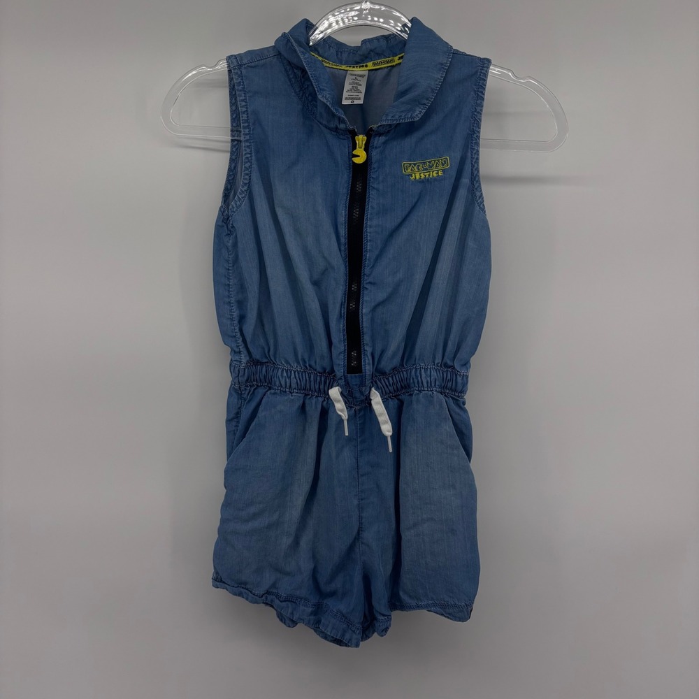 Pac-Man JUSTICE Girls Romper Kids Denim Blue Sleeveless Size‎ 12/14